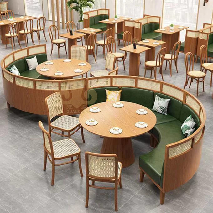 Vintage Style Wooden Dining Table And Chair Cafe Chairs Set For Restaurant Booth Seating Furniture