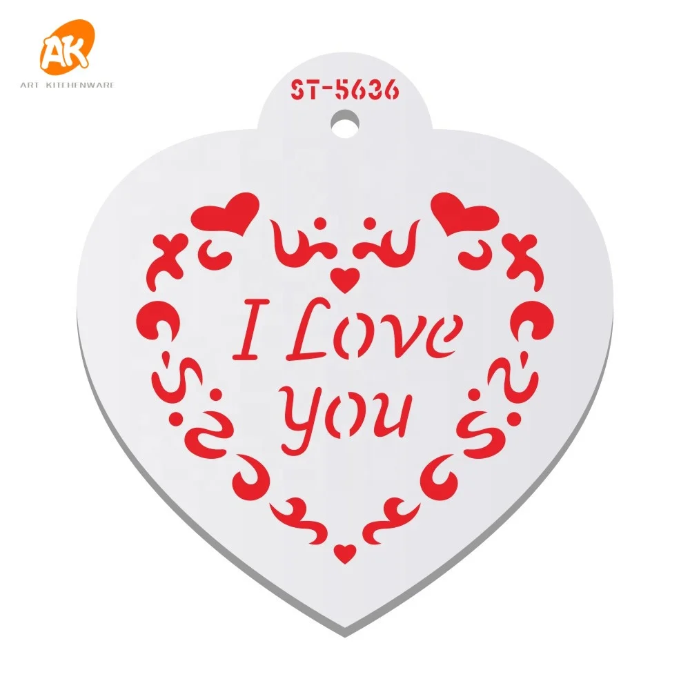 AK с рисунком сердца надписью «я люблю вас печенье трафареты для свадебных тортов ко Дню Святого Валентина пластиковые шаблоны многоразовые рисунок искусство трафарет ST-5636