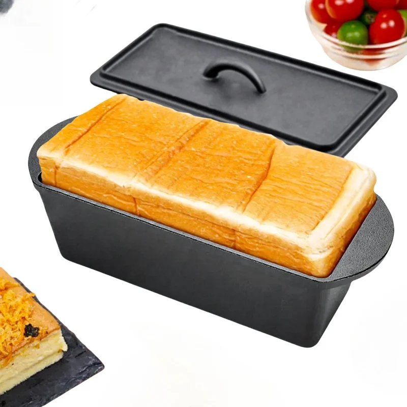 Household Iron Baking Pan Double Ear Barbecue Plate Square Bread Baking Mold with Lid Manufacturer
