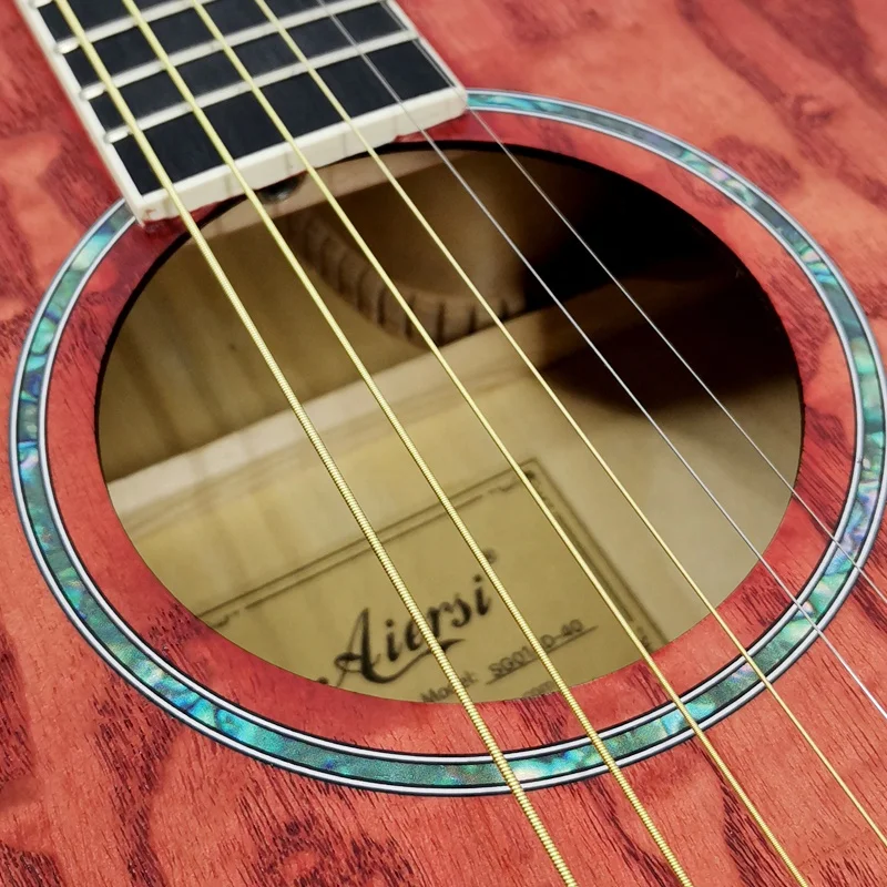 Aiersi brand factory wholesale cheap price custom logo 40 41 Inch Cutaway Red Colour Ash Acoustic Guitar faster shipping