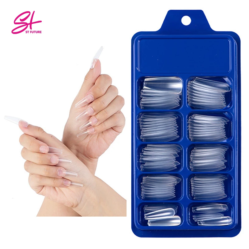 ST FUTURE Solid Color 100 pcs coffin press on nails private label false nails full cover artificial nail art tips