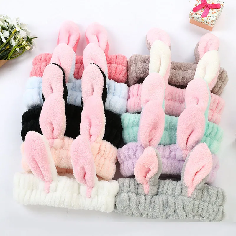 Cute Rabbit Ears Kids Baby Microfiber accessories head band fur Elastically Naruto Headband