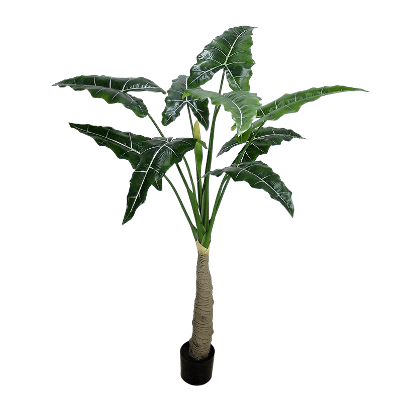 Senmasine Factory Green Plastic Bonsai Potted Plants Artificial Alocasia Tree for Indoor Home Decorative