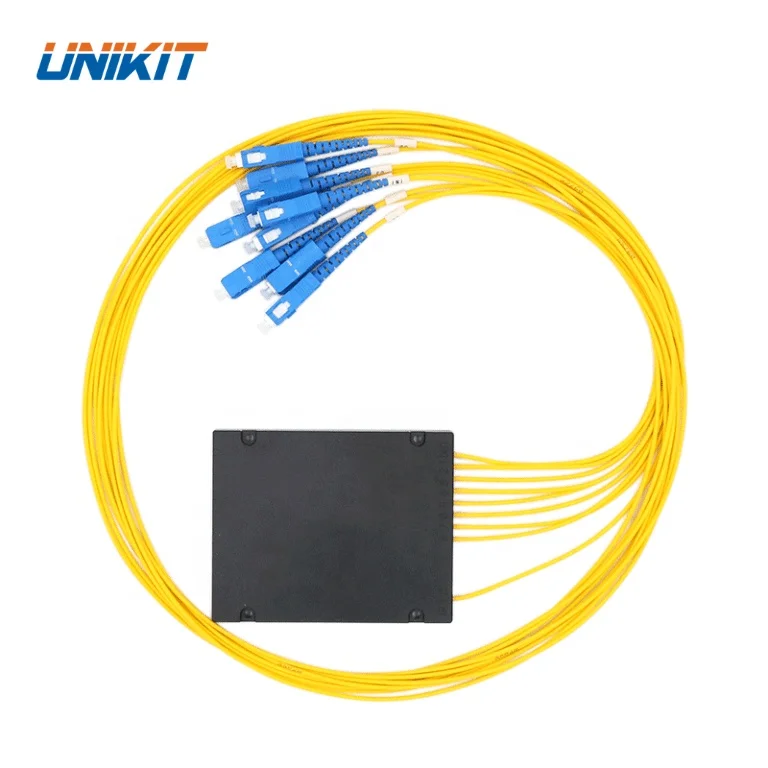 Telecom Level FTTH ABS Plastic Box Type PLC Splitter SM 1X4 1x8 1X16 Cassette Type 1*8 Way SC UPC Fiber Optic PLC Splitter