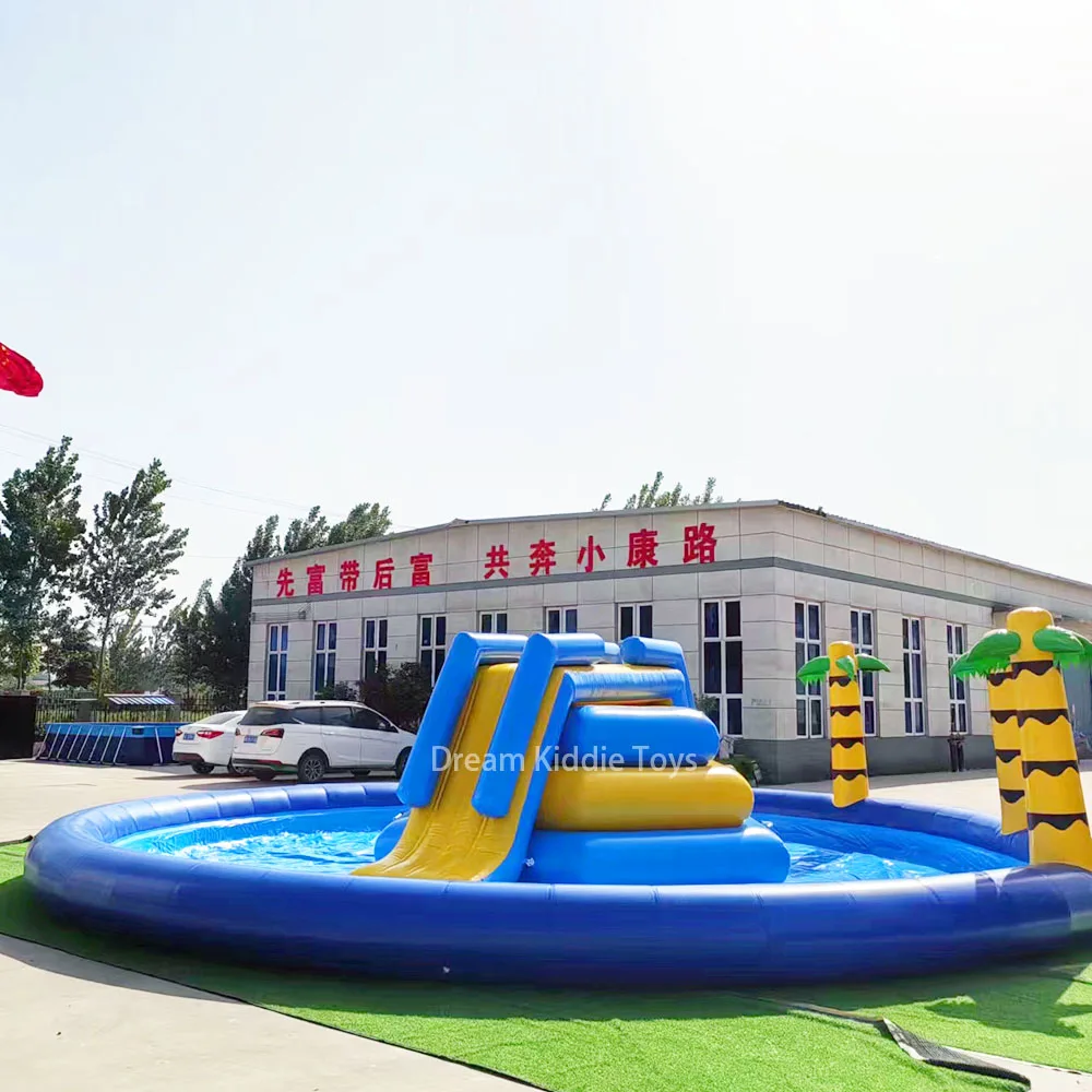 Custom Big Inflatable Water Park Equipment Playground Slide With Swimming Pool Outdoor For Kids And Adults
