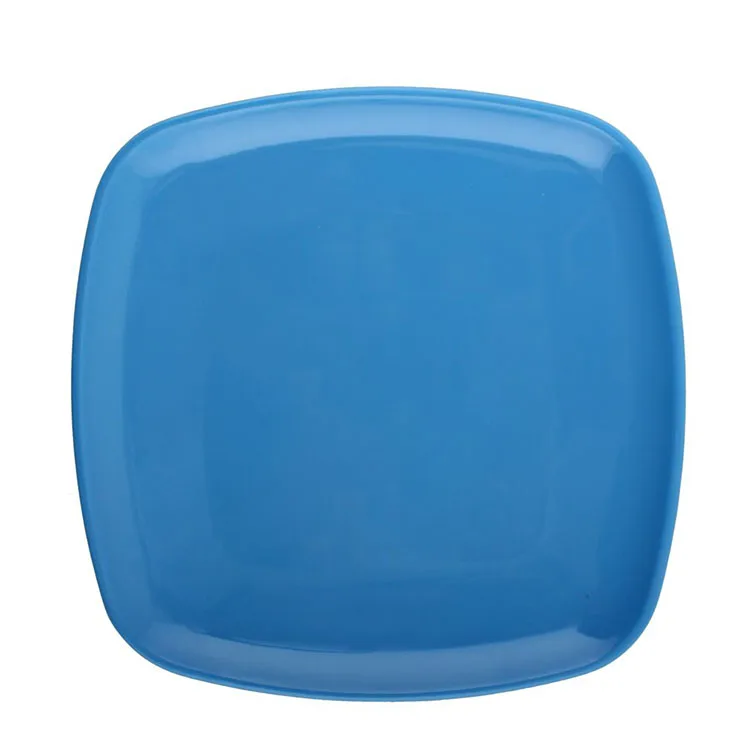Melamine Square Charger Plate Factory Direct Supply Blue Plate Dish Round More Than 10 Years in Camping Plate Plastic On-glazed