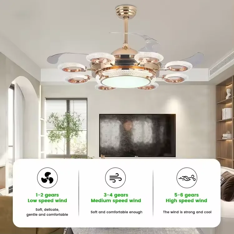 42 Inch  lamp hotel bedroom led ceiling fan with light chandler light for home