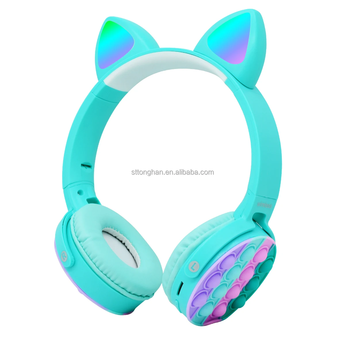 Tonghan Wireless Kids Headsets Pink Cat Popular It Headphones For Girls Children Toddler Cute Kitty Ear Headphones With Cat Ears