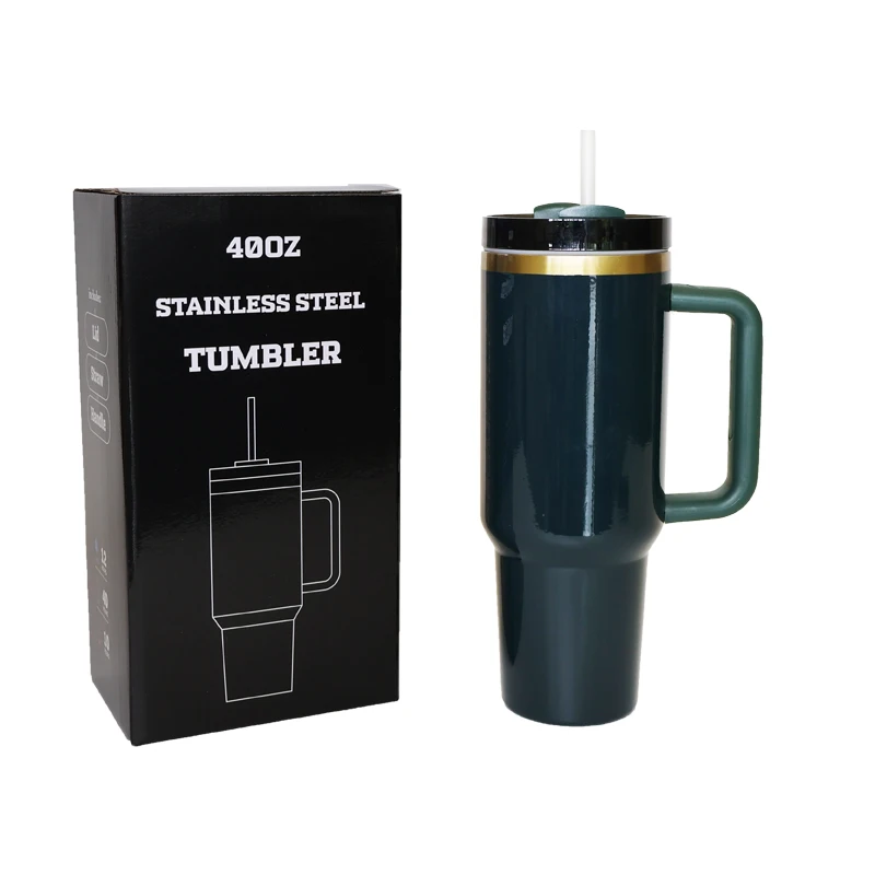 USA Warehouse copper mug 40oz powder coated vacuum insulated copper stainless steel travel coffee tumbler with handle and lid