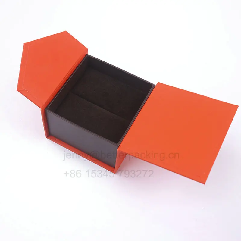 
Custom Orange Book Magnetic Gift Packaging Cardboard Jewellery Ring Box 