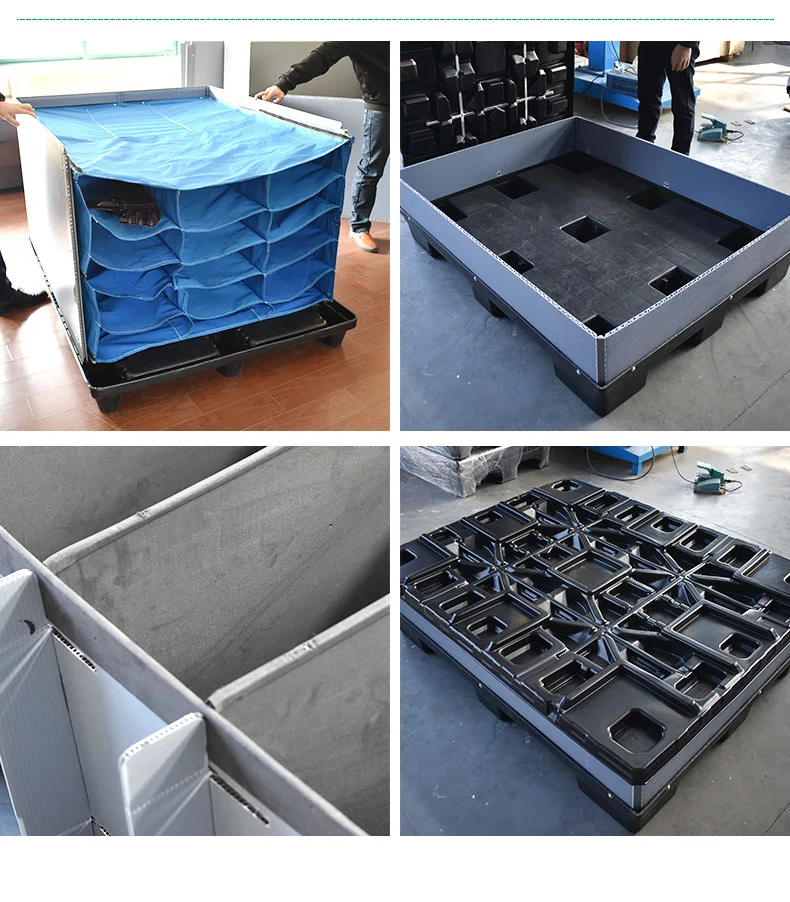 Автомобильные детали квадратная черная пластиковая Штабелируемая складная коробка для