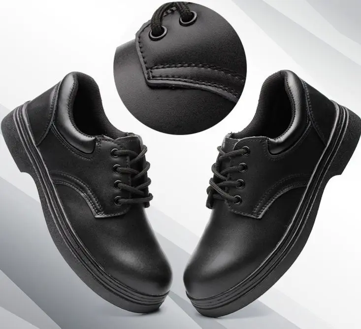 2022 High Quality Wholesale Waterproof Non-slip Work Oil Resistance Kitchen Chef Shoe Steel head Men leather Chef safety shoes