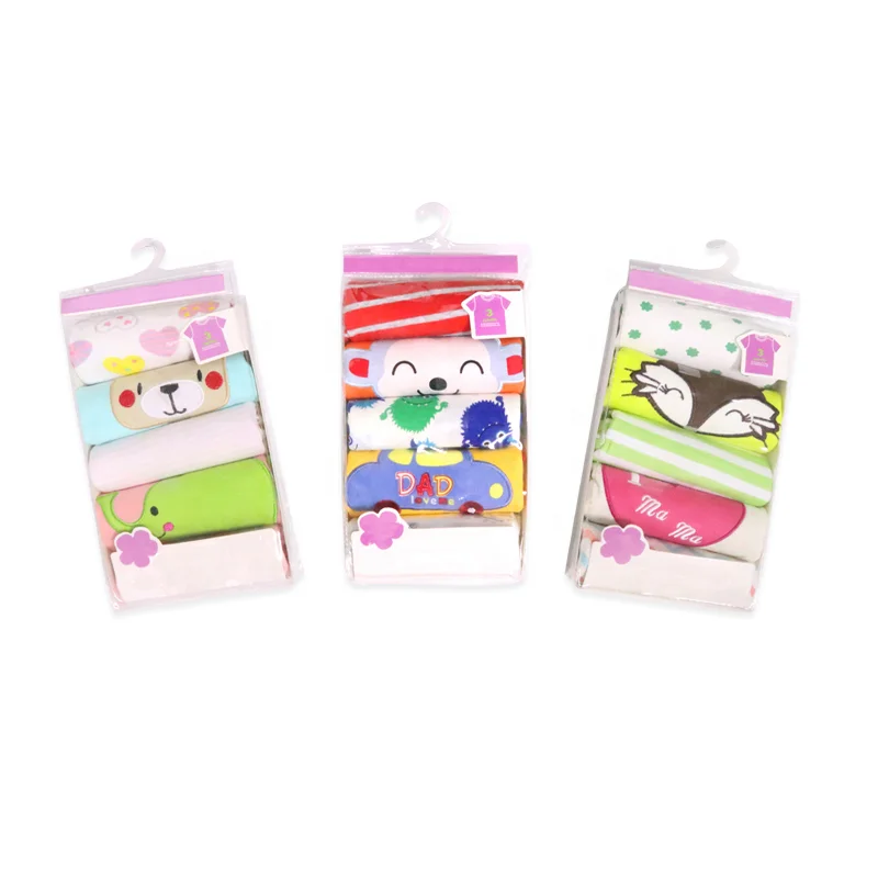 
Wholesale cheap infant clothes kids short sleeve newborn baby cotton boys girls t shirt 5-piece 