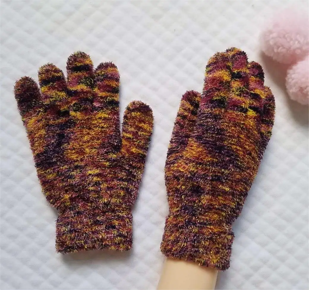 2023 Winter Warm Knitted Gloves Touch Screen Cheap Women Men Stretch Gloves High Density Chenille Fabric