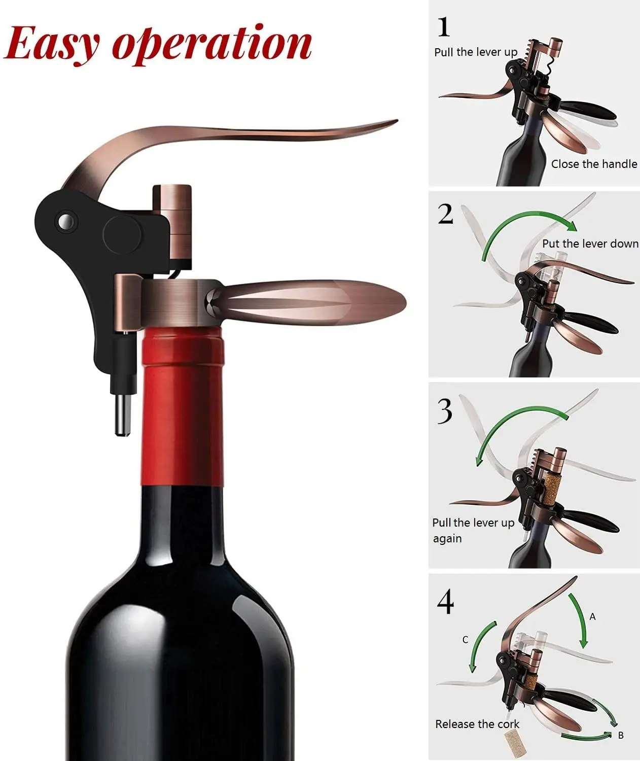 estuche sacacorchos tapon de vino y abridor juegos de regalo de abridor de sacacorchos de vino Rabbit Corkscrew