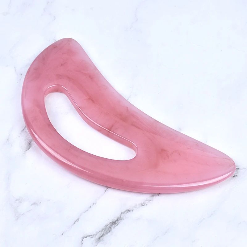 Personalized Pink Color Resin Body Massage Large Guasha Board Wholesale LOW MOQ Back Healthcare Big Gua Sha Tool With Handle