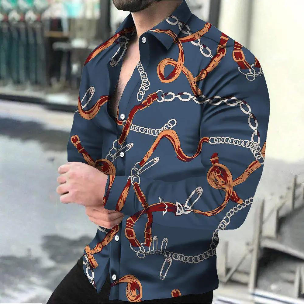 Fashion Hawaiian Shirts Custom 3D Print Long-sleeved Casual Mens Summer beach Shirts