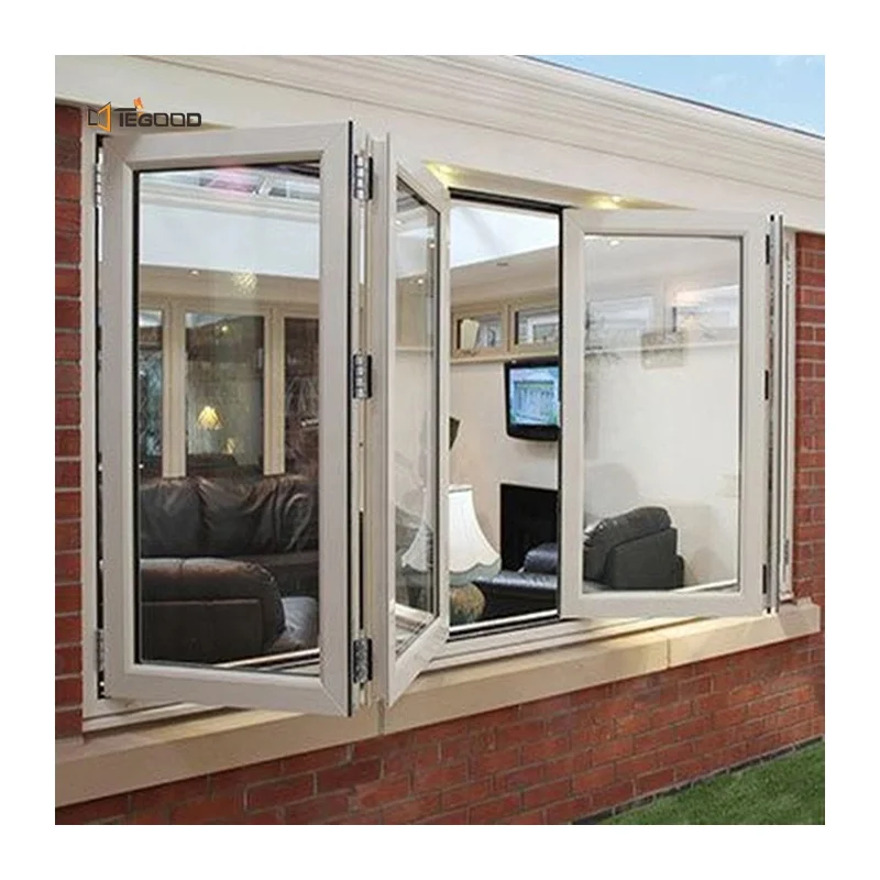 Customized Size Commercial Balcony Powder Coated Double Glazed Aluminum  Folding Window