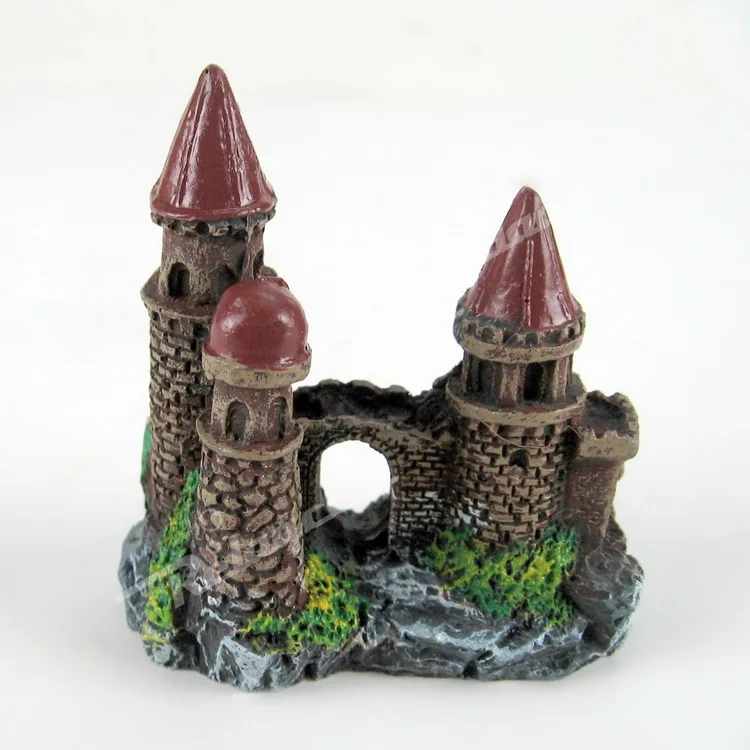 Aquarium Decorations Ruins,Resin Fish Tank Hideout Rock Betta Cave Castle Ornament Decor Fish Tank Decoration Landscaping