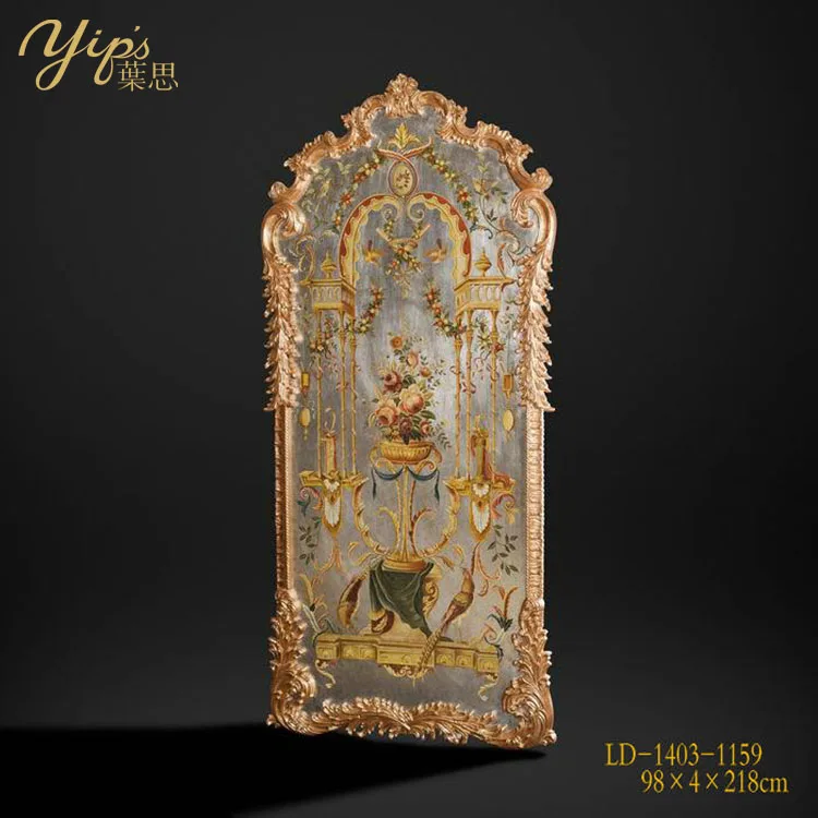 Yips LD-1403-1159 European Style Handpainted Floral Pattern on Silver-Leaf Classical Home Decoration Luxury Wall Panel