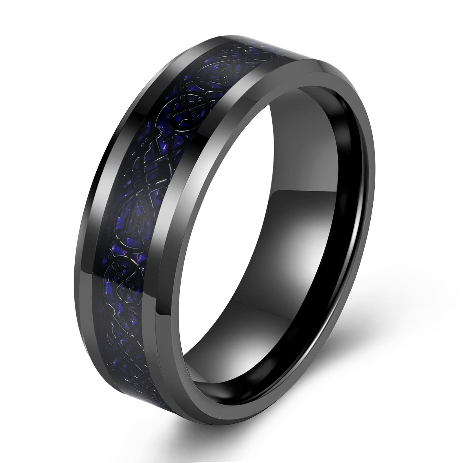 Luxury Jewelry tungsten ring Inlay carbon fiber wedding band Dragon tungsten ring for men and women couple comfort it ring