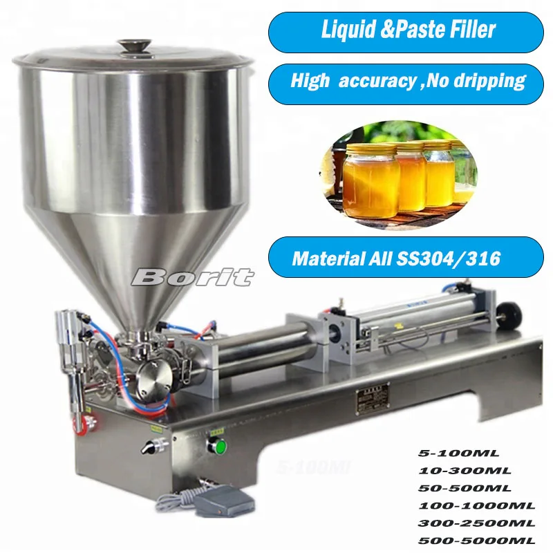 Semi-automatic piston single double head stainless steel water bottle honey filling
