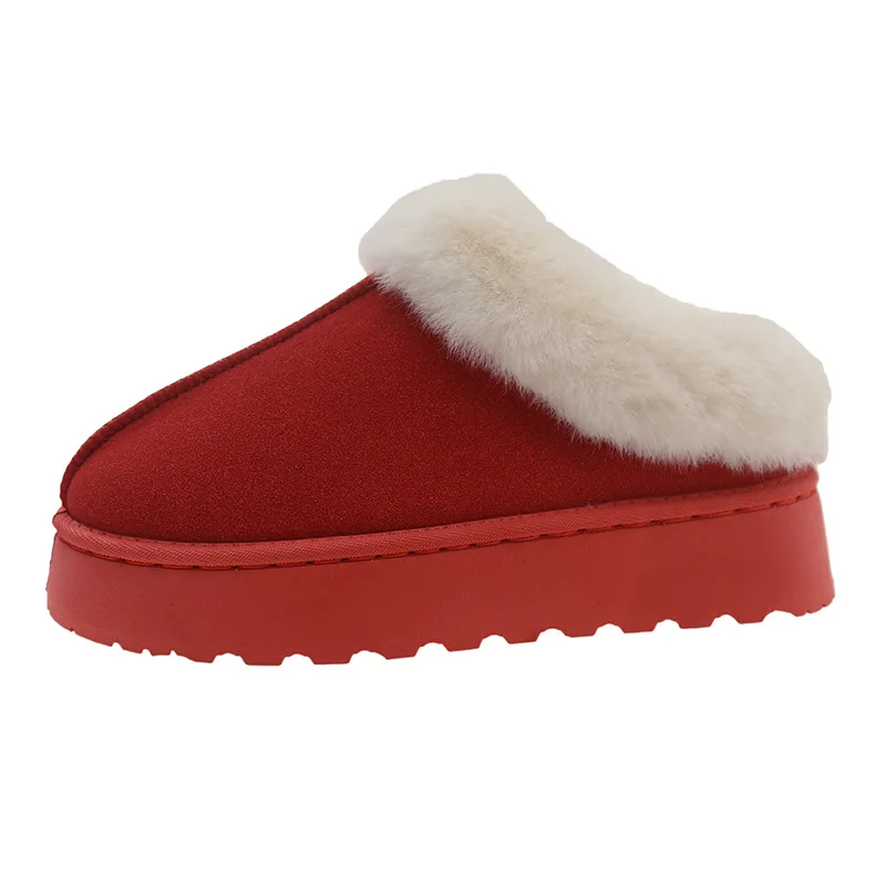 2024 осенние и зимние новые женские сапоги с толстой подошвой круглым носком утолщенной плюшевой подкладкой внутри