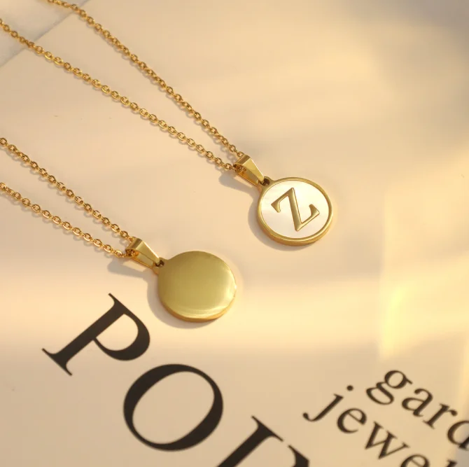 Waterproof Fashion Jewelry Trendy Style Popular Stainless Steel Gold A-Z Letter Pendant Women Necklaces
