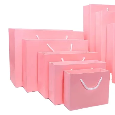 Wholesale Custom Printed Your Own Logo Packaging White Brown Kraft Gift Craft Shopping Paper Bag With Ribbon Handles