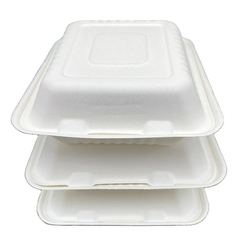 Disposable Sugarcane Bagasse Clamshell Take Away Lunch Box food container