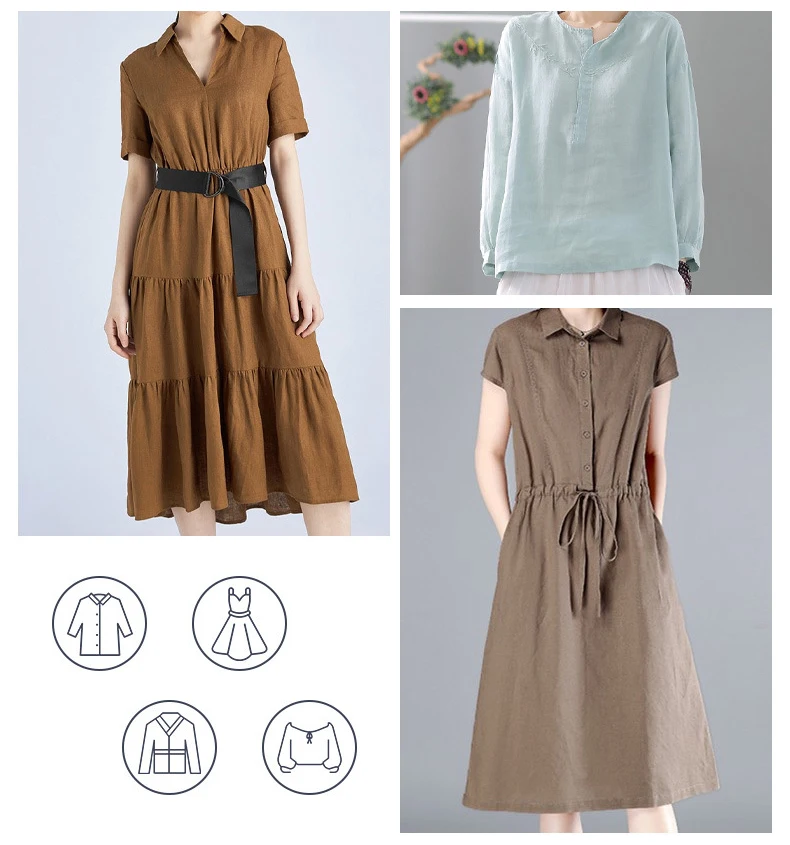 244gsm Ramie Fabric Plain T Shirt Garment Ramie Cotton Denim Fabric