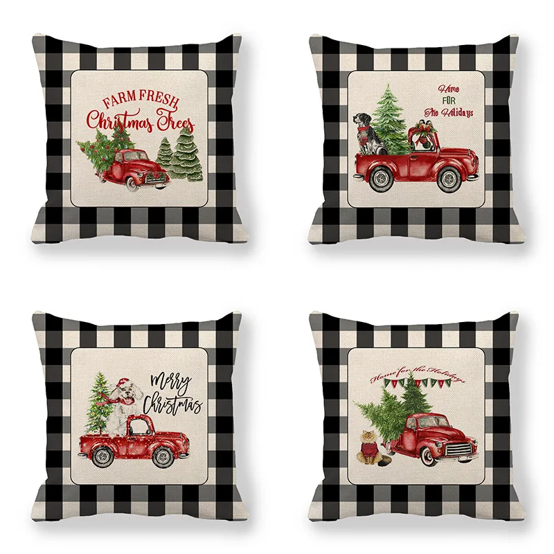 Free Shipping Wholesale  Linen  Sofa Pillow Cover Pillowcase Christmas Pillow  Cover Sofa Cushion Any Pattern Can Be Customized
