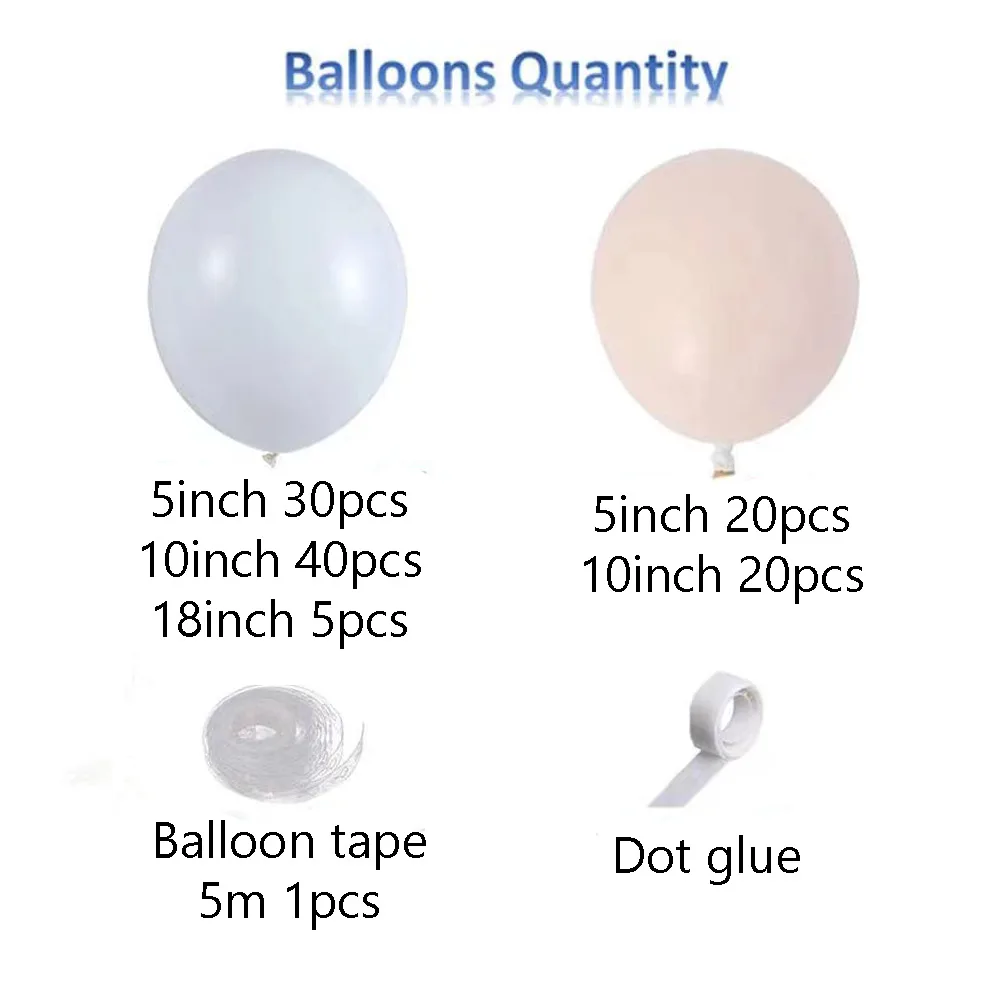 117pcs Matte Nude Color Pearlized White Balloon Set Pink Wedding Balloons Arch Garland