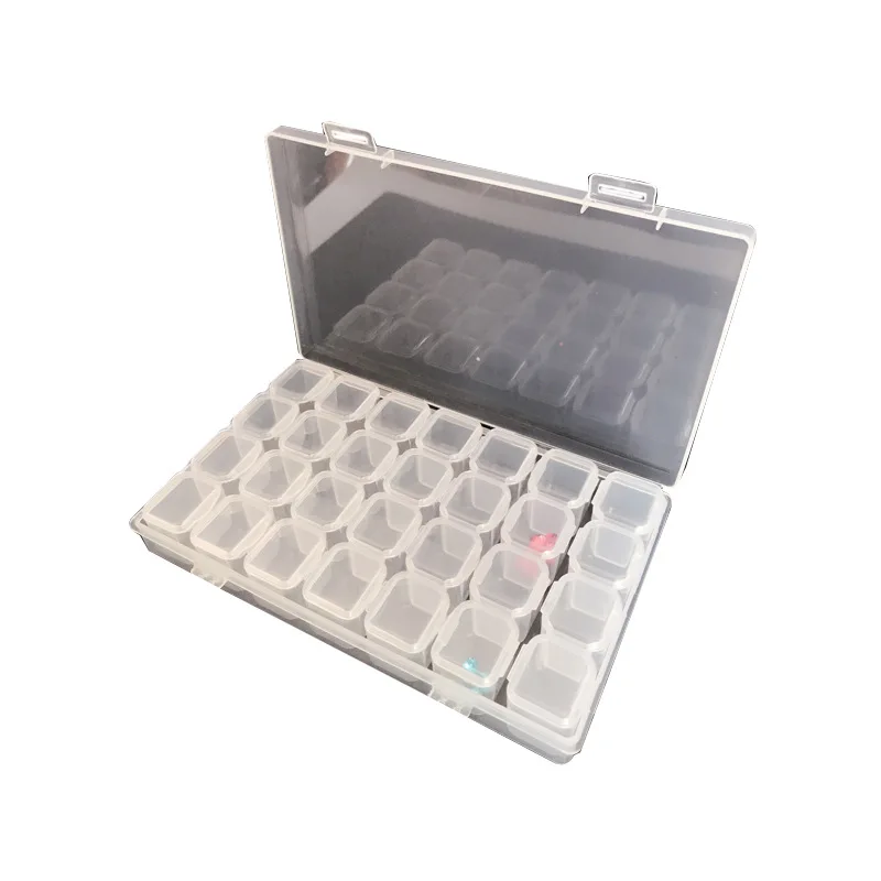 Wholesale 28 Grid plastic nail art jewelry box packaging container case nail rhinestone storage kit set tip nail box