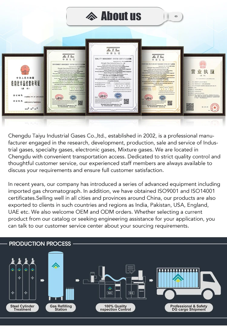50 litres high purity 99.9%-99.999% methane ch4 gas