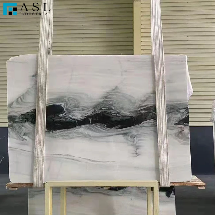 Natural polished exotic sichuan panda white marble big slabs for stone boarder