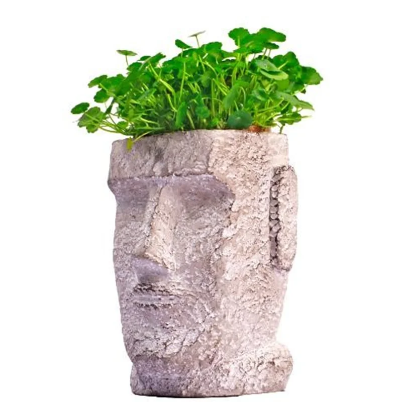 Face Head Planter Pots for Garden Decor Succulent Bonsai Pot Small Cement Flower Pots for Planting Indoor Outdoor Carton Vintage
