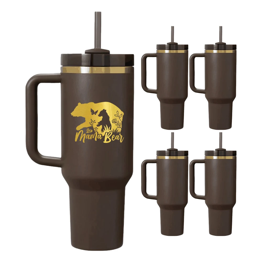 USA warehouse powder coated H2.0 dark chocolate gold 30oz 40oz tumbler high-capacity gold plated chocolate travel mug tumbler
