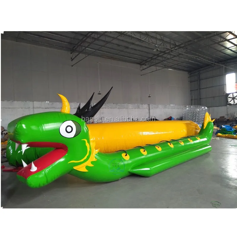 Hot sale Inflatable green dragon banana boat inflatable towable boat for 7 seats