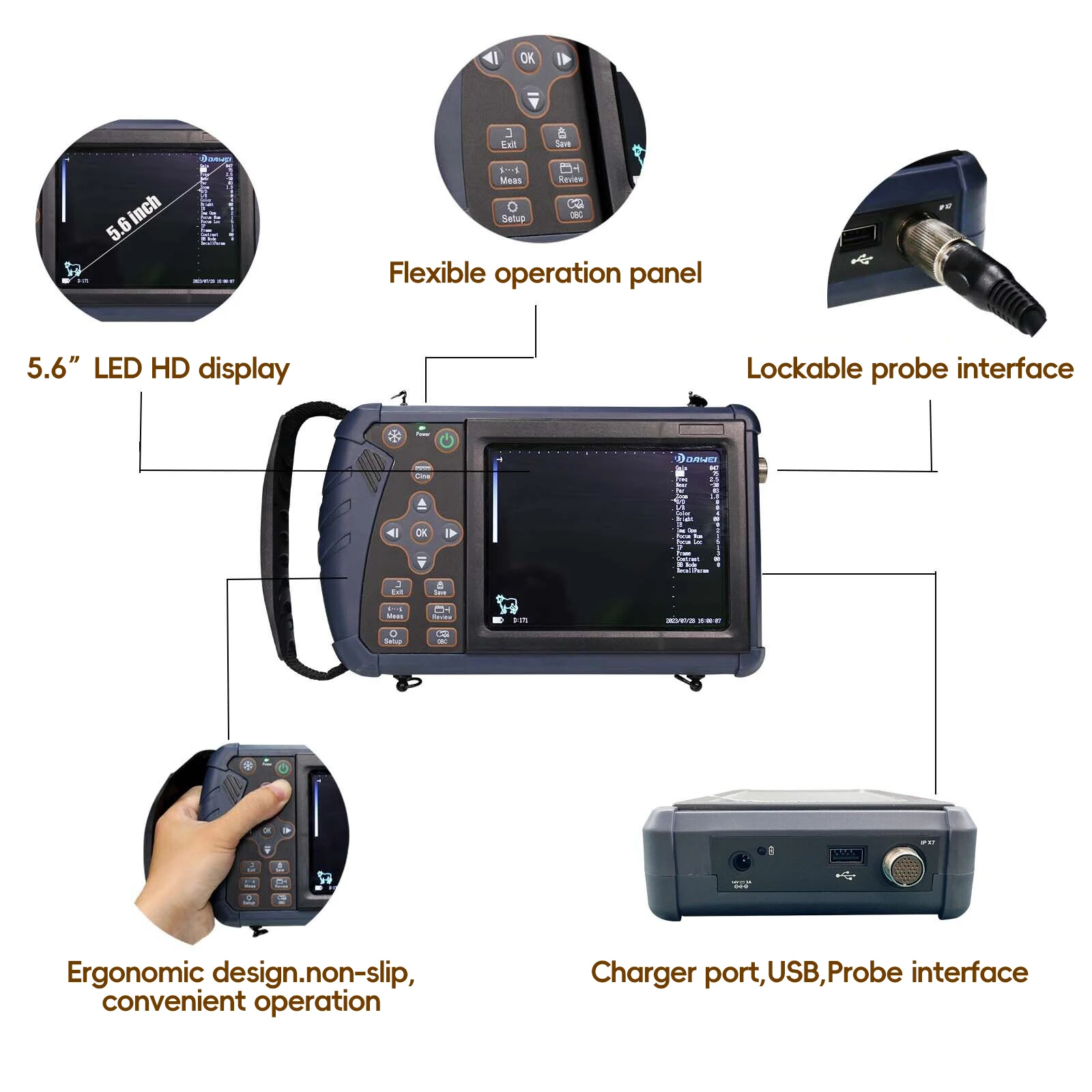 Veterinary Ultrasound Machine Pregnancy Portable Vet Handheld Scanner B-Ultra Sound Convex Probe for Cattle Pig Goat Horse