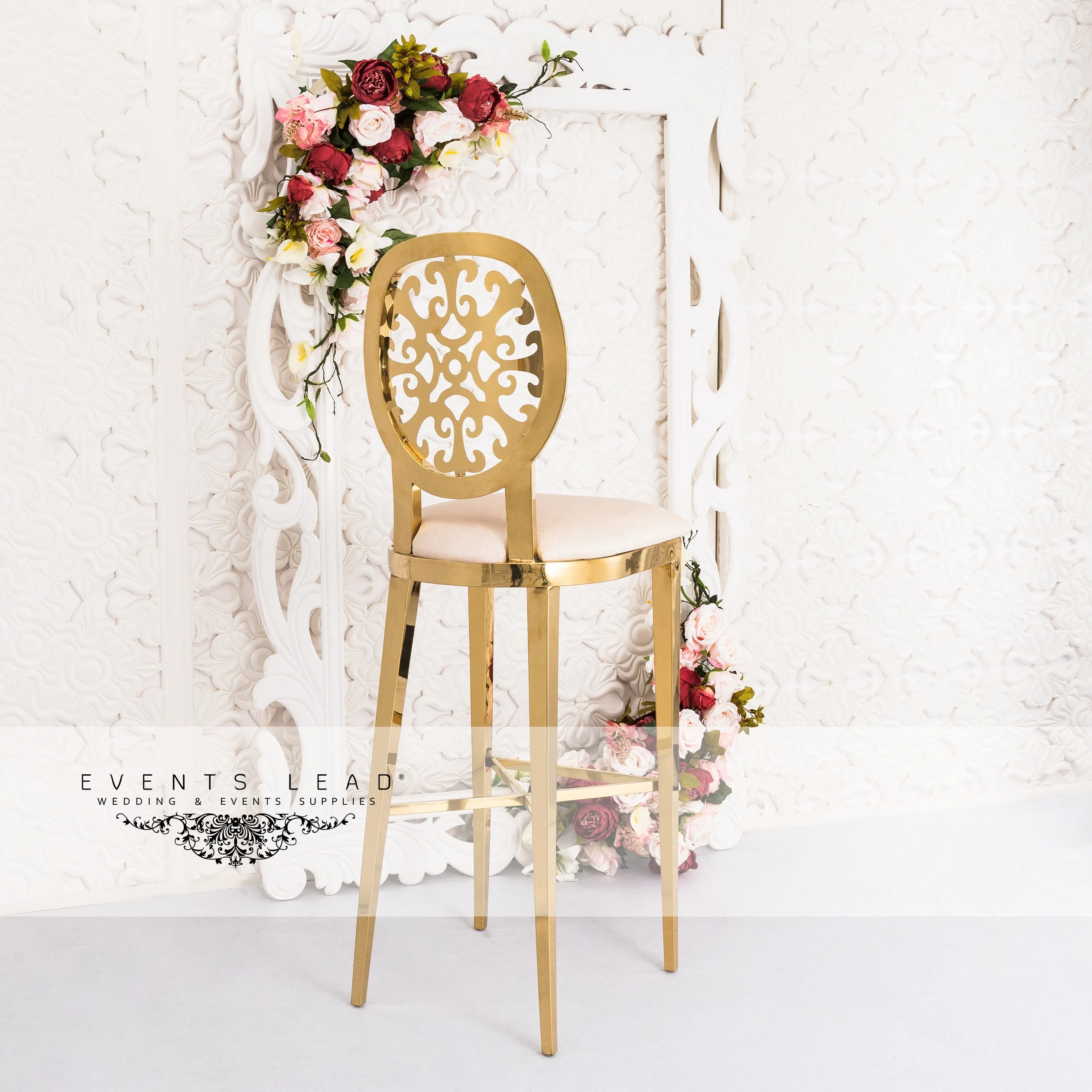 Newest Products Simple Gold Stainless Steel BACCHUS Acrylic Bar Chair