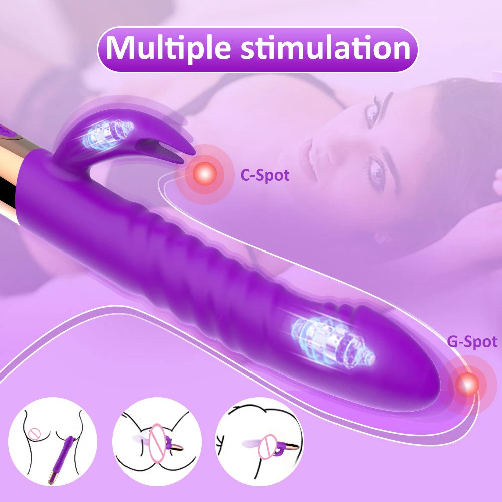 Rechargeable Heated Girls Masturbation Rabbit Vibrator Telescopic Dildo Sex Toys Sexy Vibrator For Women
