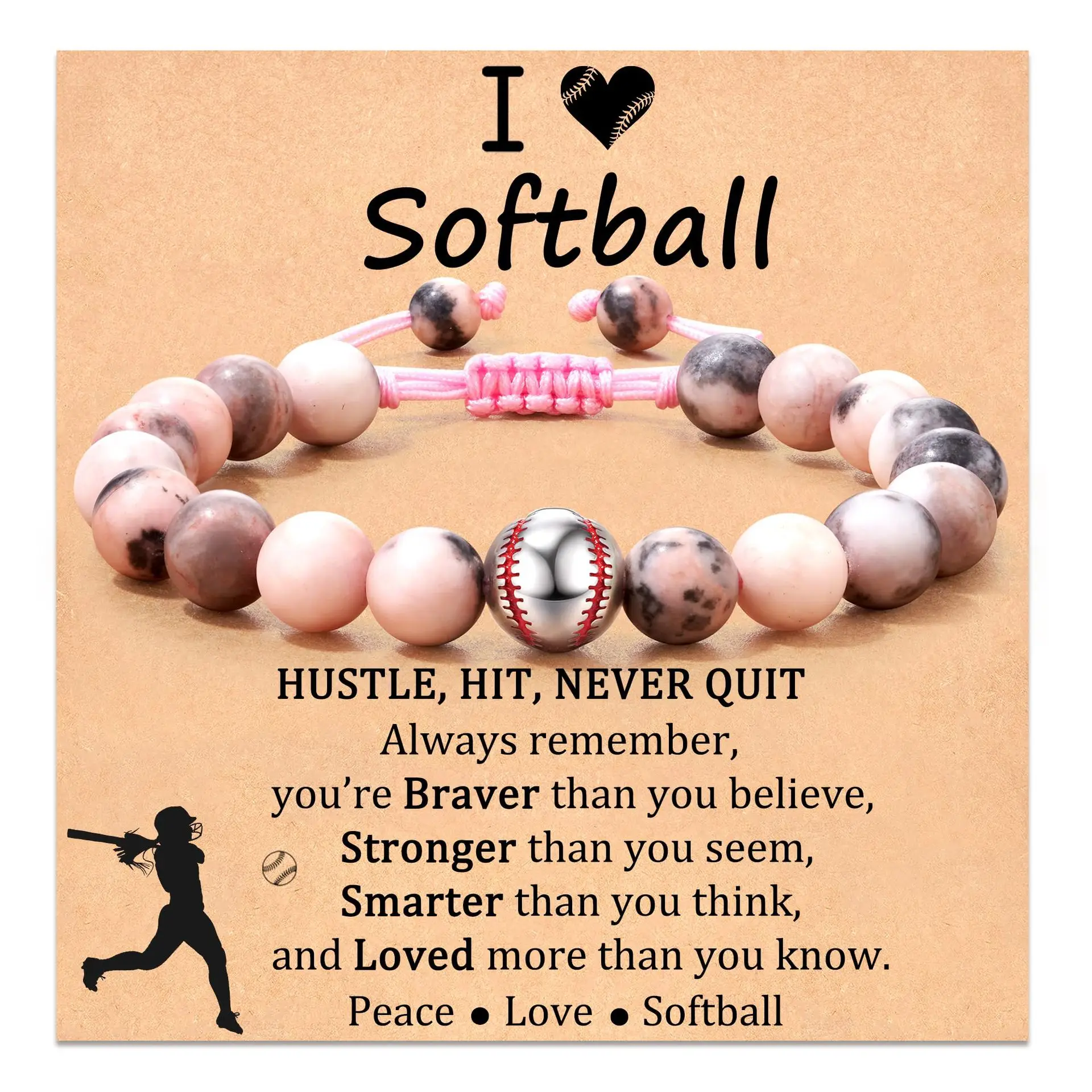 Pink Zebra Alloy Volleyball Basketball Soccer Baseball Braided Bracelet