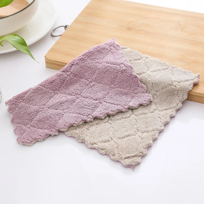 Thickened Coral Wool Absorbent Lazy Rag Household Table Towel Hand Cleaning Cloth