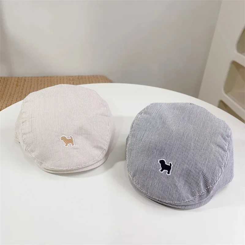 Baby Beret Boy Summer Breathable Kids British Peaked Cap Girls Forward Hat Stripe Newsboy Cap Toddlers Casquette 6-24 Months