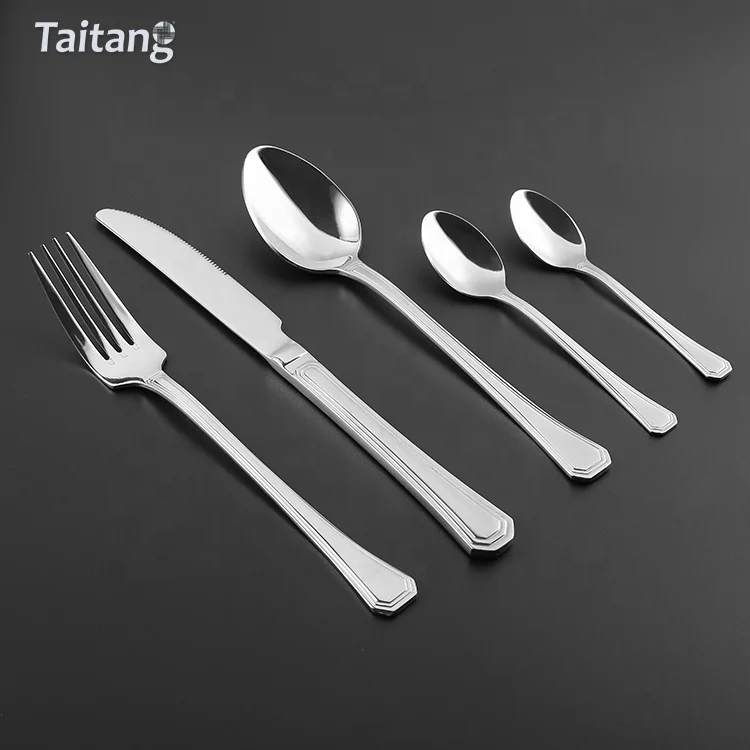 Stainless Steel Cutlery Set Restaurant Spoon Fork Knife Sets Stainless Steel 5 Piece Silver Flatware Set