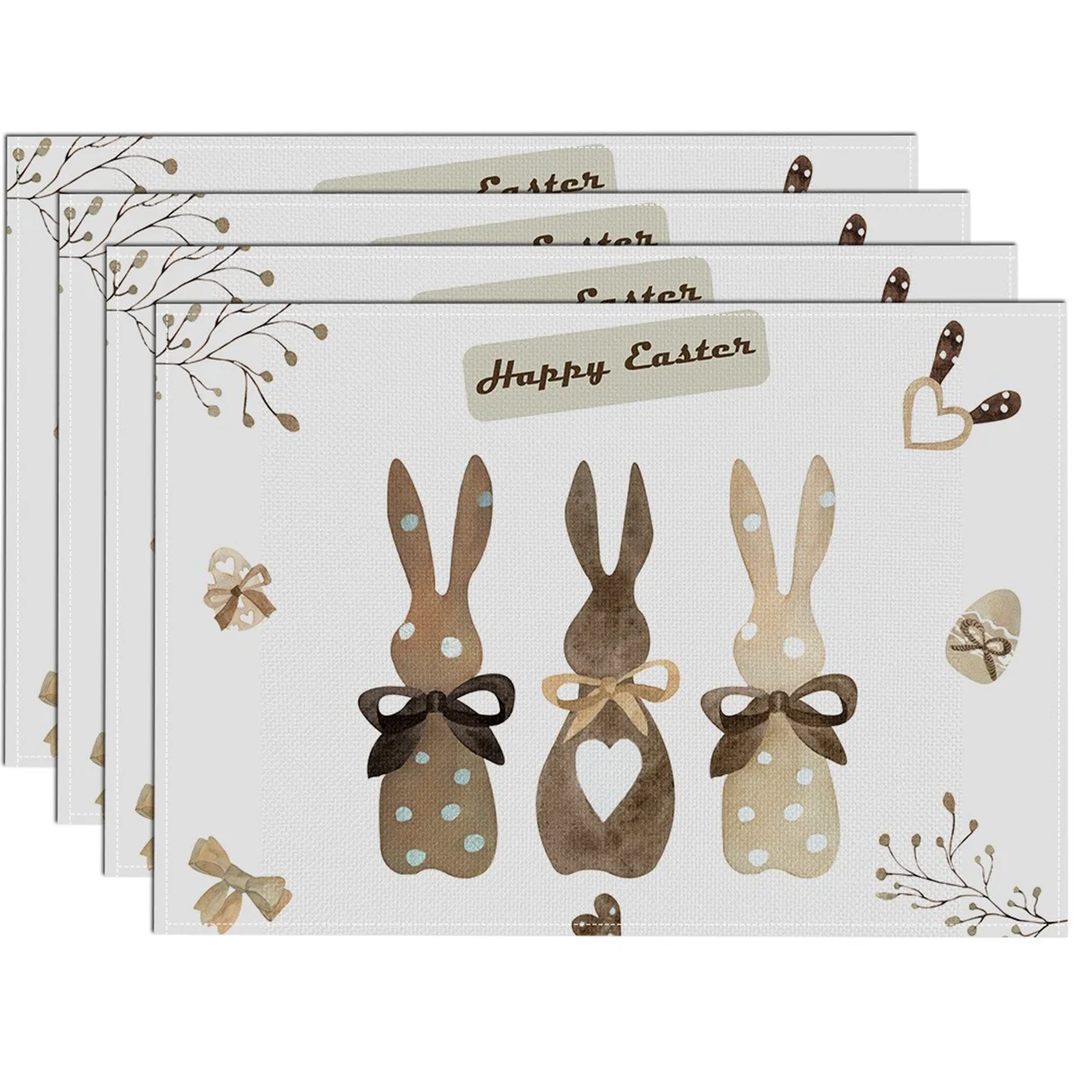 Factory DIY logo Personalized Easter Decoration Bunny Pattern 30x45 Waterproof Easter Table Runner and Placemat Set