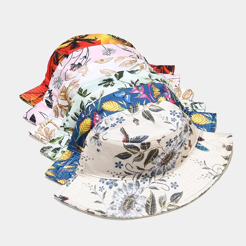 Панама хлопковая унисекс с принтом, шляпа рыболовная в стиле хип-хоп для мужчин и женщин, летняя уличная