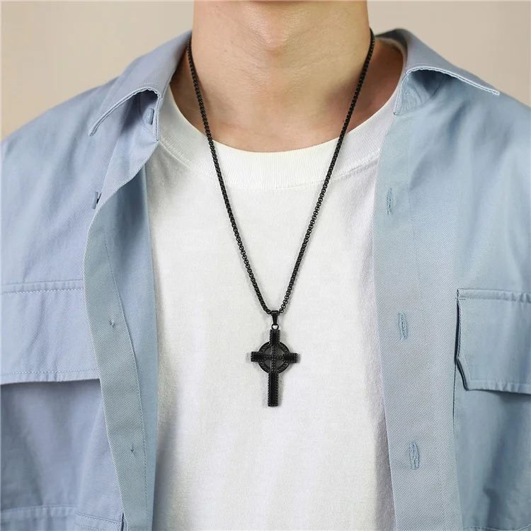 Stainless Steel Vintage Viking Celtic Cross Pendant Necklace Gold Cross Necklace For Men