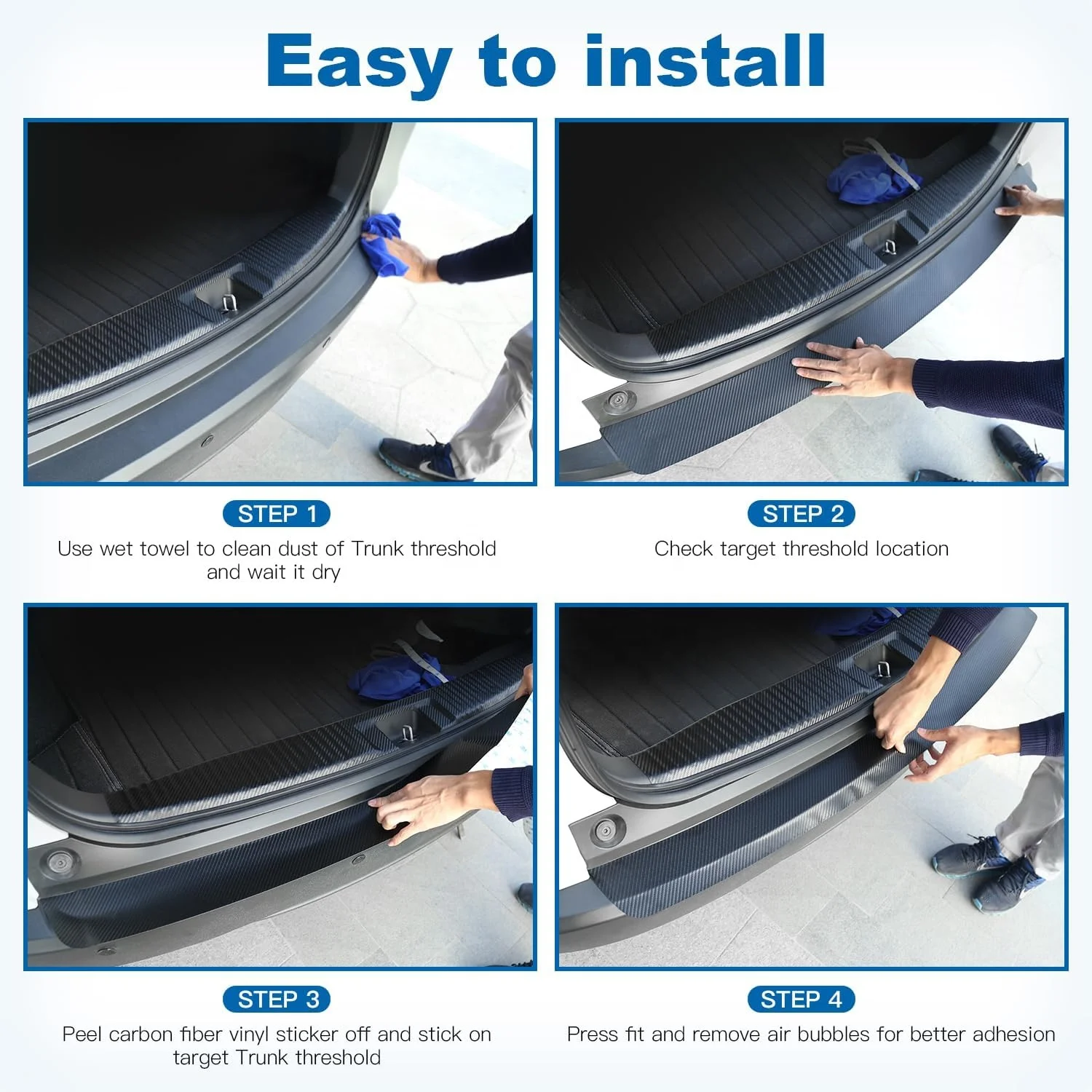 Factory Custom Logo Universal Carbon Fiber Leather Car Rear Tail Trunk Trim Protector Strips